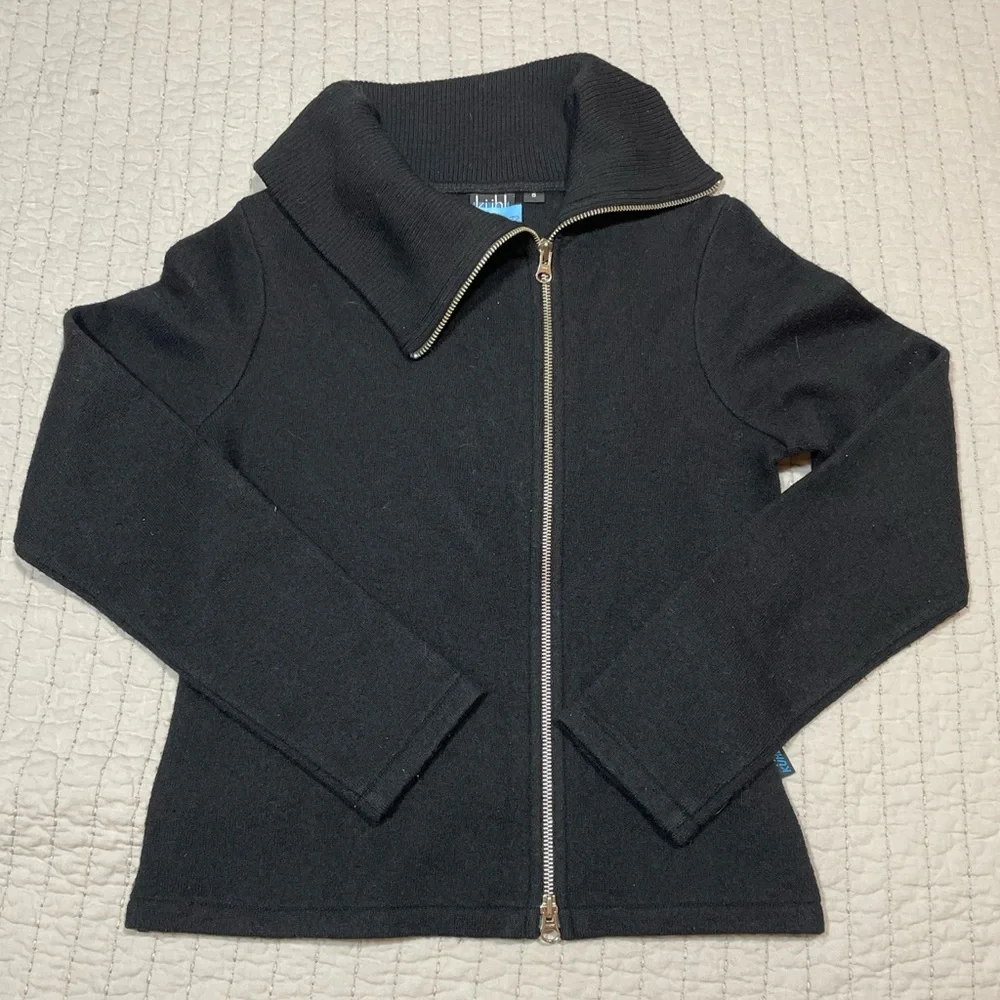Black Kuhl Wool Zip Up Prague Sweater Size S - Picture 2 of 10